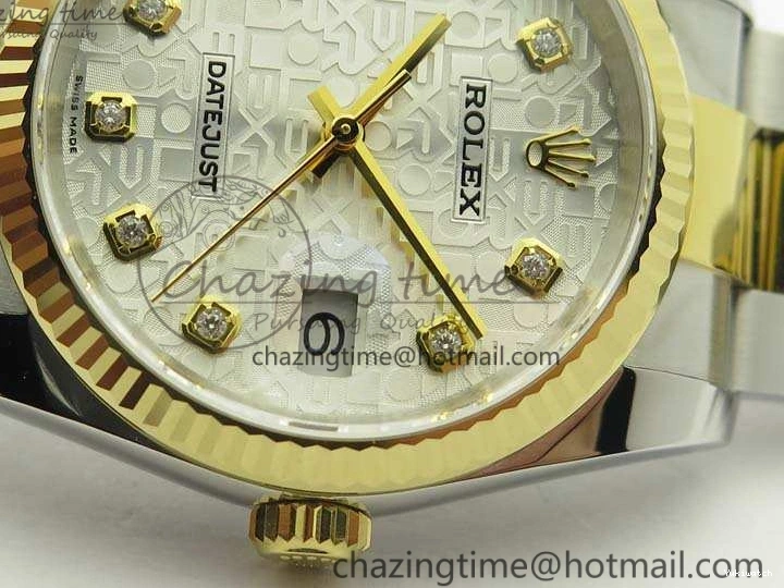 116234 36mm Oyster DJF YG Datejust Edition 1:1 Bracelet V2 Dial On SA3135 Fluted SS White Best Com 1129